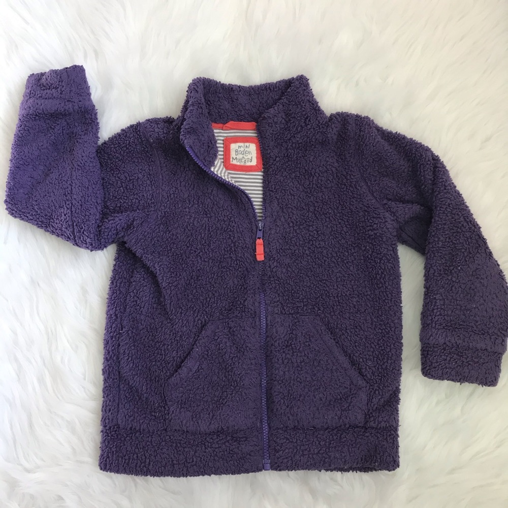 Mini Boden Purple Fleece Sweater Full Zip